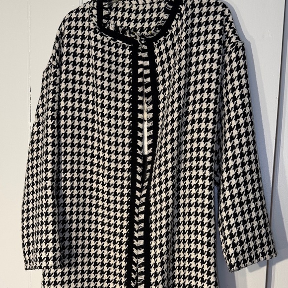 NWT HaveOne (Italy) Black & White Houndstooth Long Blazer/Jacket Chanel Vibe - Picture 10 of 15